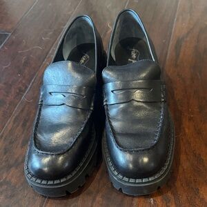 Free People Black Chunky Leather Loafers